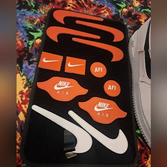 Nike Air Force One AF1/ White Black Orange Sneakers - Picture 2 of 8